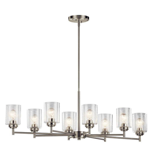 KICHLER 44035NI Winslow 14.75" 8 Light Oval Chandelier with Clear Seeded Glass in Brushed Nickel
