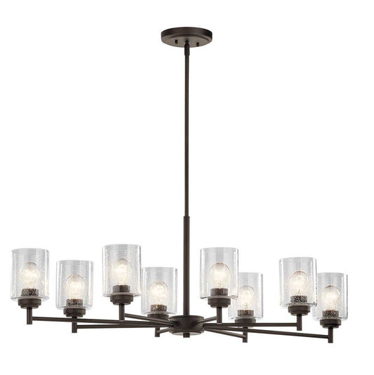 KICHLER 44035OZ Winslow 14.75" 8 Light Oval Chandelier with Clear Seeded Glass in Olde Bronze