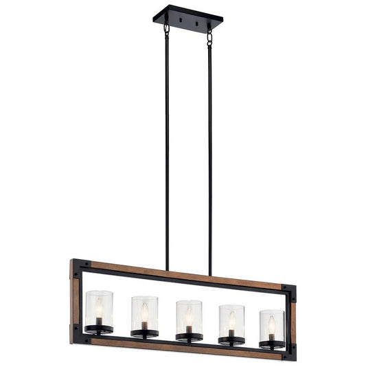 KICHLER 44043AUB Marimount 5 Light Linear Chandelier Auburn Stained