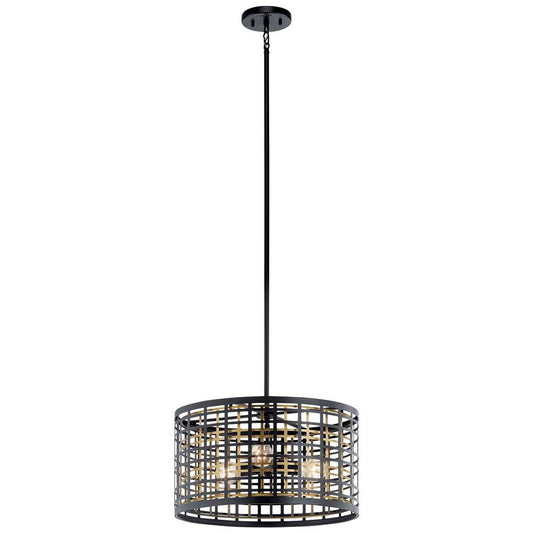 KICHLER 44075BK Aldergate 3 Light Convertible Pendant Black