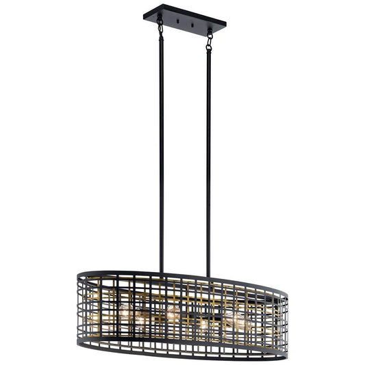 KICHLER 44077BK Aldergate 6 Light Oval Chandelier Black