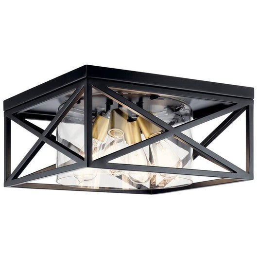 KICHLER 44084BK Moorgate 16" 4 Light Flush Mount with Clear Glass Black