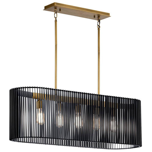 KICHLER 44168BK Linara 5 Light Linear Chandelier Black