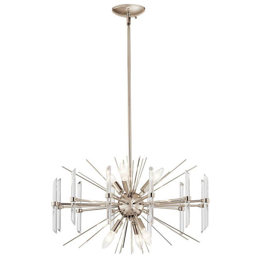 KICHLER 44275PN Eris 15.25" 6 Light Chandelier with Optical Crystal in Polished Nickel