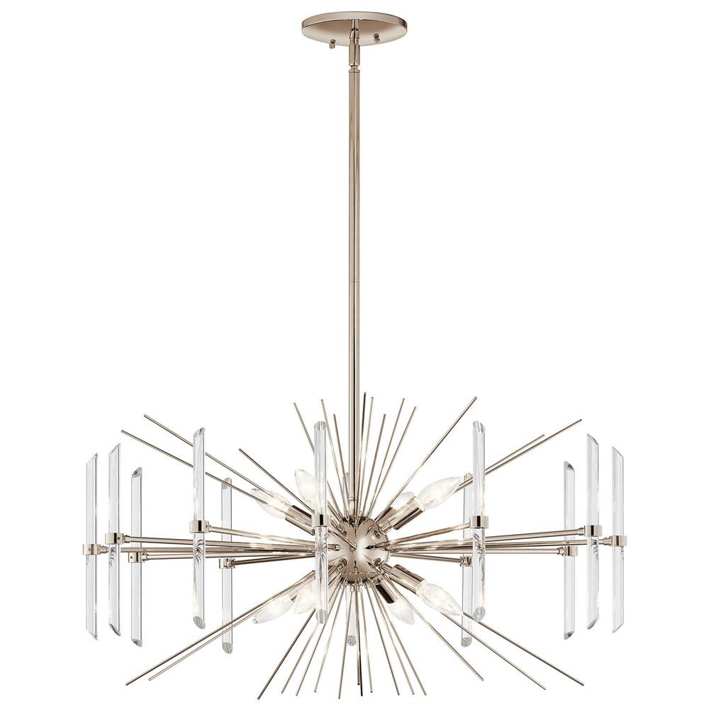 KICHLER 44276PN Eris 16.75" 8 Light Chandelier with Optical Crystal in Polished Nickel
