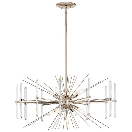 KICHLER 44276PN Eris 16.75" 8 Light Chandelier with Optical Crystal in Polished Nickel