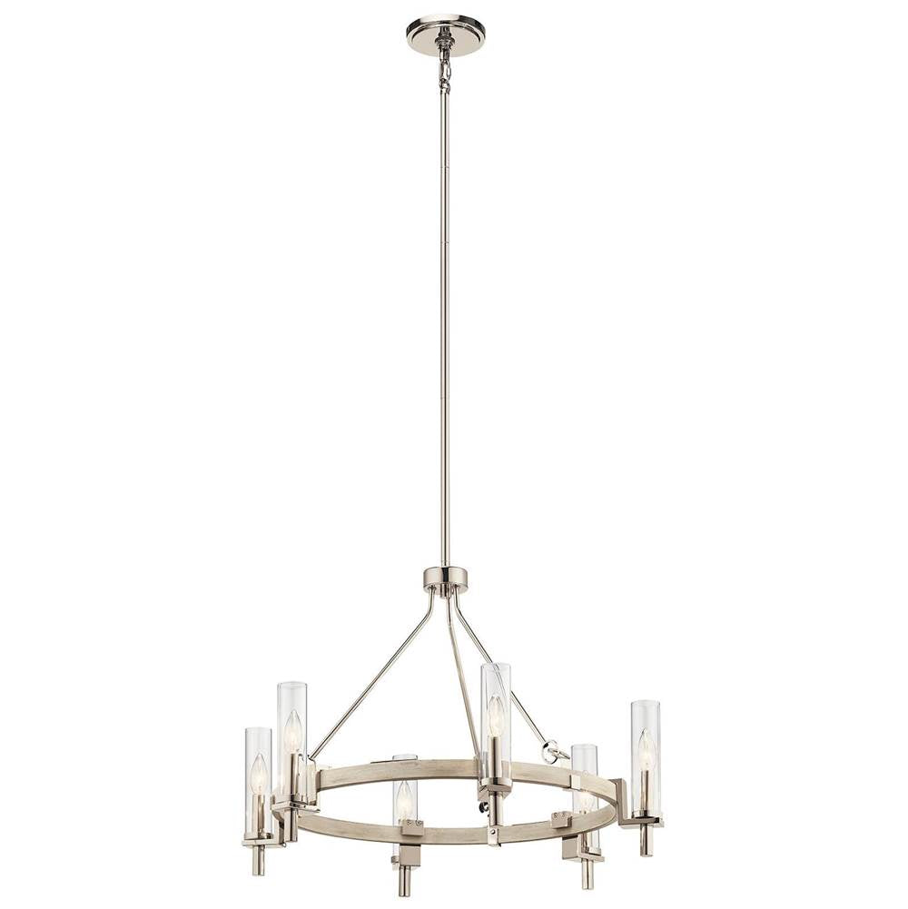 KICHLER 44284WWW Telan 6 Light Chandelier White Washed Wood