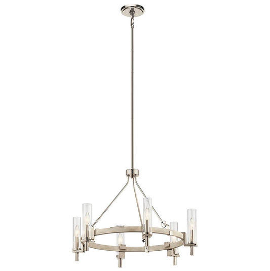 KICHLER 44284WWW Telan 6 Light Chandelier White Washed Wood