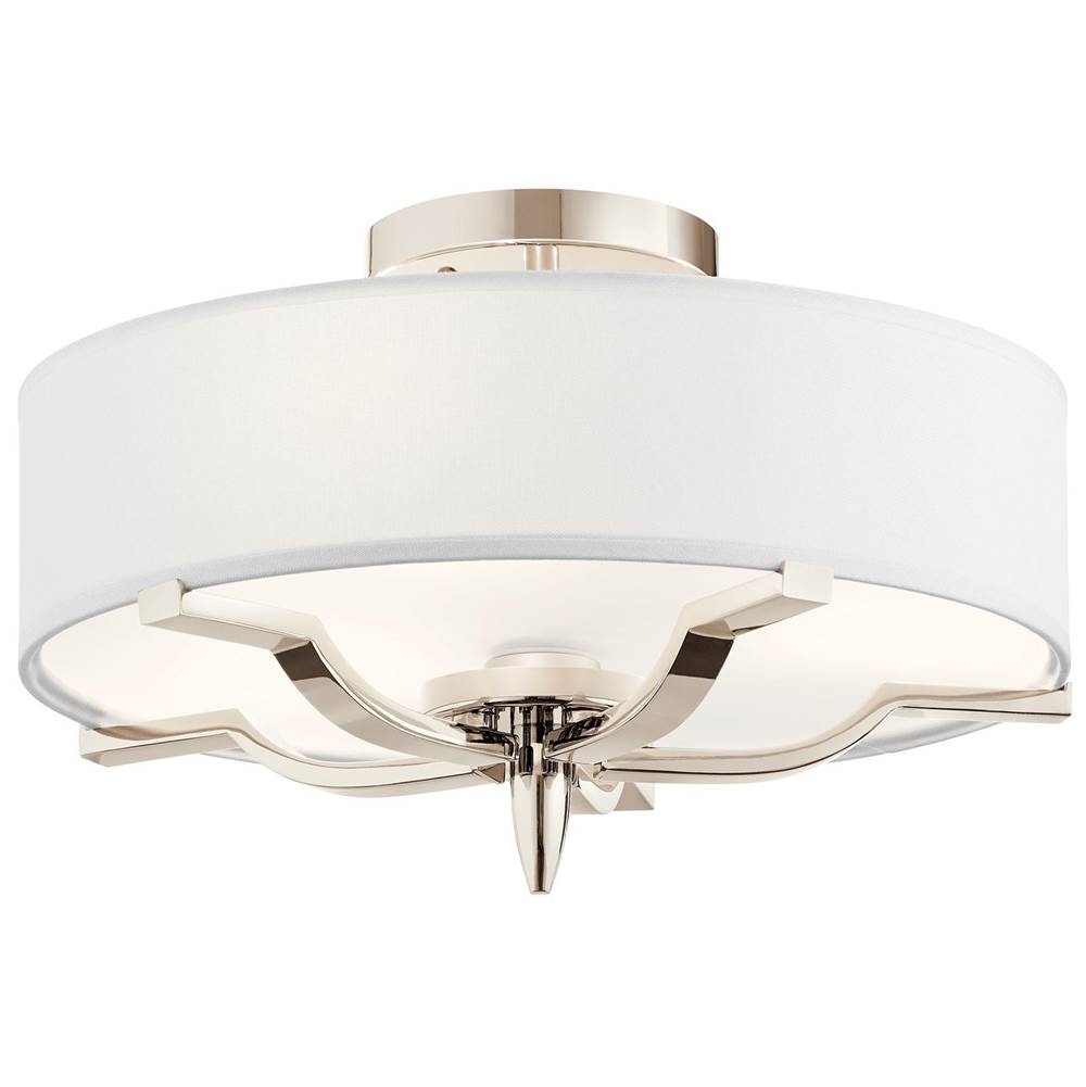 KICHLER 44314PN Kinsey 3 Light Flush Mount Polished Nickel