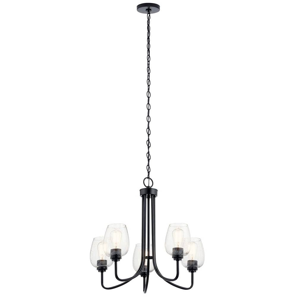 KICHLER 44377BKCS Valserrano 5 Light Chandelier Seeded Glass Black