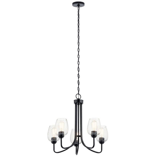 KICHLER 44377BKCS Valserrano 5 Light Chandelier Seeded Glass Black
