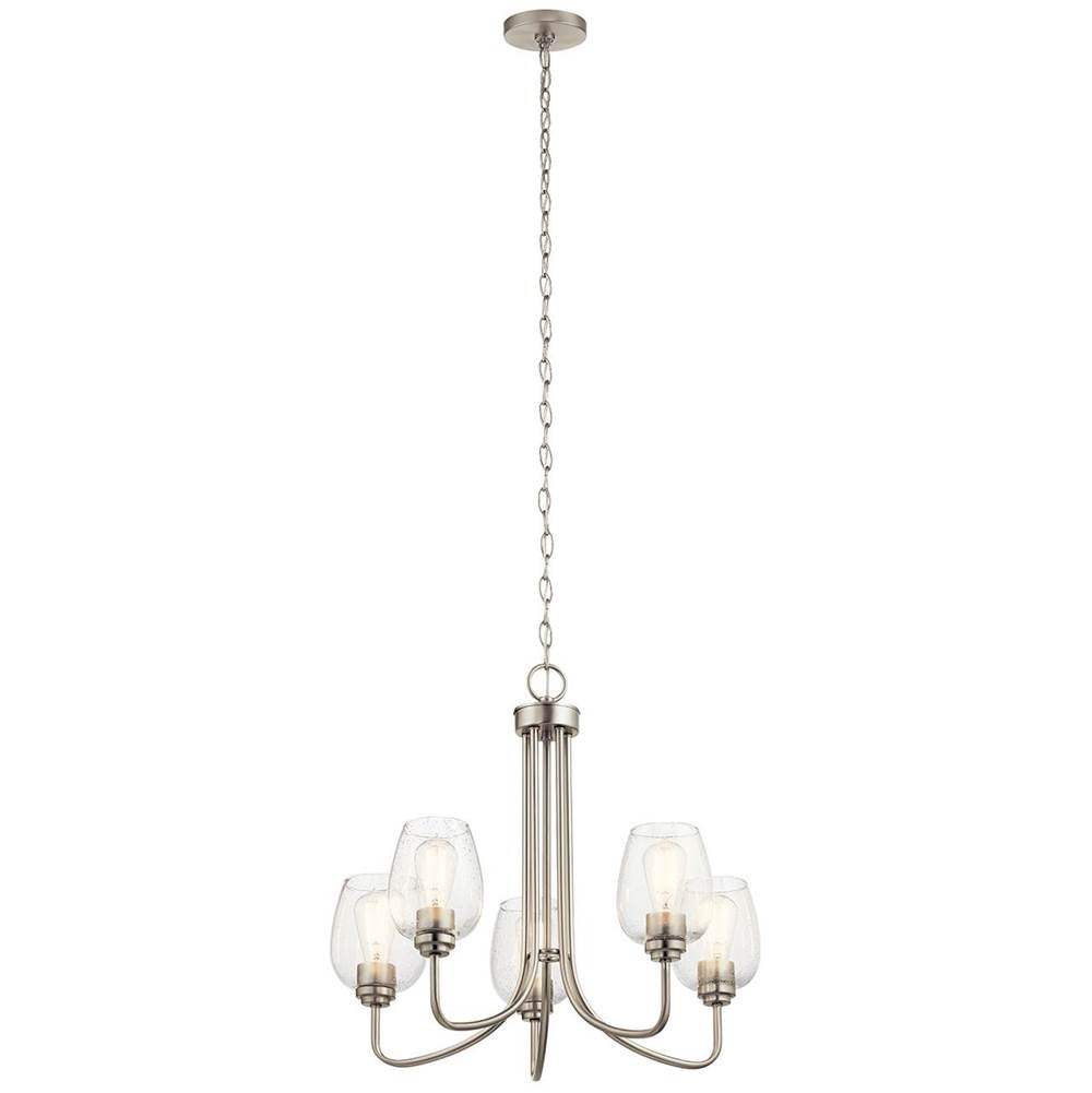 KICHLER 44377NICS Valserrano 5 Light Chandelier Seeded Glass Brushed Nickel
