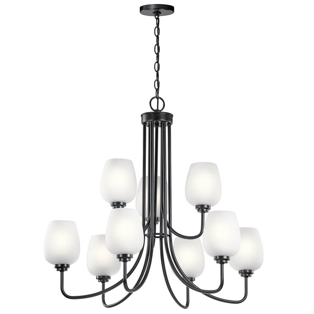 KICHLER 44378BK Valserrano 31.75" 9 Light 2 Tier Chandelier Black