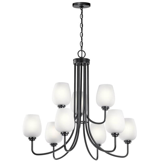 KICHLER 44378BK Valserrano 31.75" 9 Light 2 Tier Chandelier Black