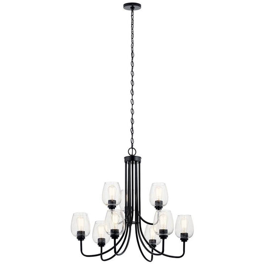 KICHLER 44378BKCS Valserrano 9 Light Chandelier Black