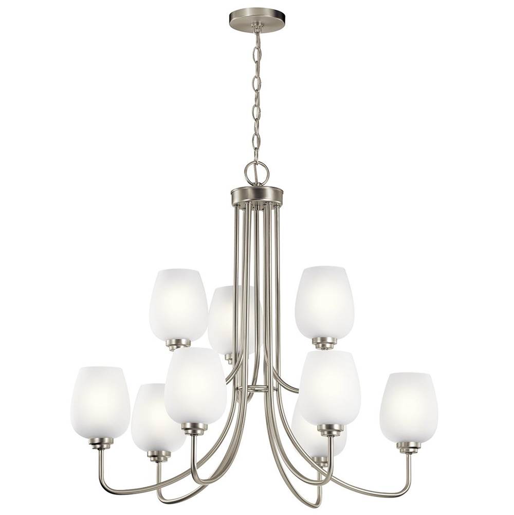 KICHLER 44378NI Valserrano 31.75" 9 Light 2 Tier Chandelier Brushed Nickel