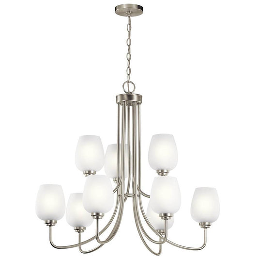 KICHLER 44378NI Valserrano 31.75" 9 Light 2 Tier Chandelier Brushed Nickel
