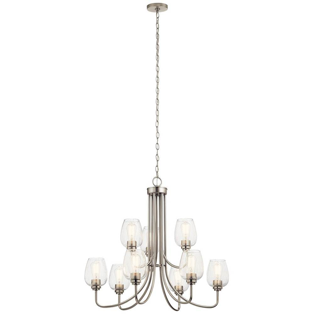 KICHLER 44378NICS Valserrano 9 Light Chandelier Brushed Nickel