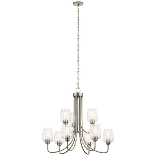 KICHLER 44378NICS Valserrano 9 Light Chandelier Brushed Nickel
