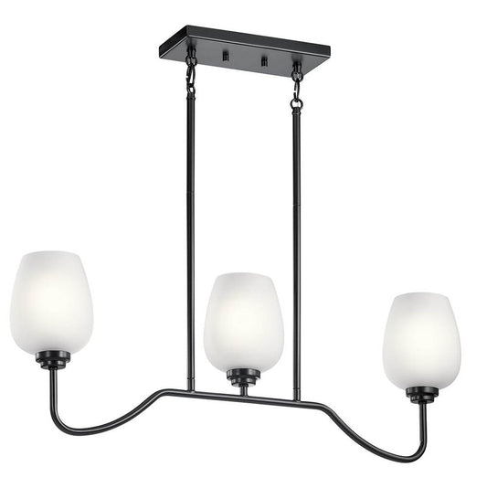 KICHLER 44379BK Valserrano 31" 3 Light Linear Chandelier Black