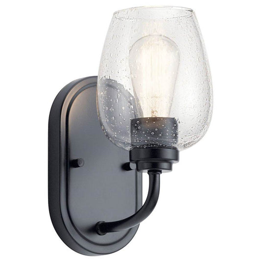 KICHLER 44381BKCS Valserrano 10 inch Wall Sconce 1 Light with Clear Seeded Glass in Black