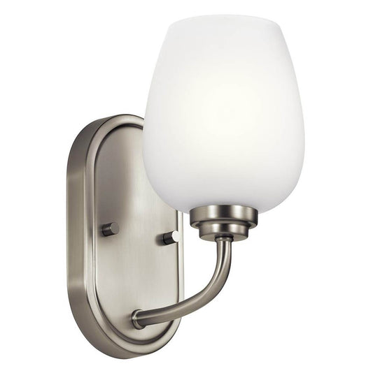 KICHLER 44381NI Valserrano 10" 1 Light Wall Sconce with Satin Etched Glass Brushed Nickel