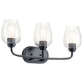 KICHLER 45129BKCS Valserrano 24 inch 3 Light Vanity Light with Clear Seeded Glass in Black