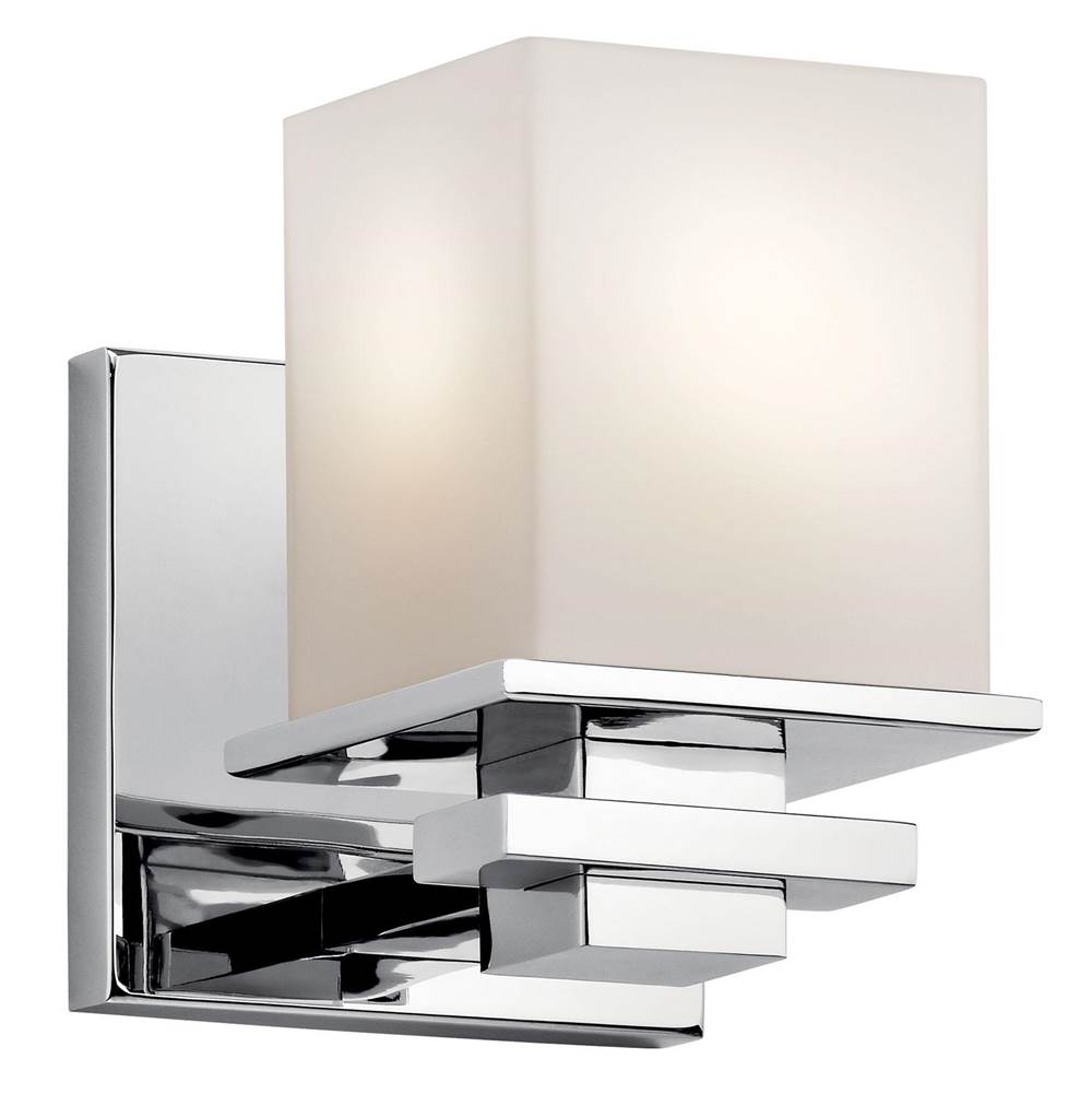 KICHLER 45149CH Tully 6.5" 1 Light Wall Sconce with Satin Etched Cased Opal Glass Chrome