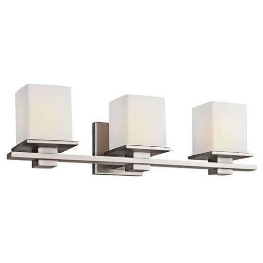 KICHLER 45151AP Tully 24" 3 Light Vanity Light with Satin Etched Cased Opal Glass Antique Pewter