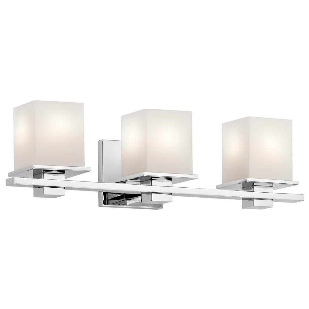 KICHLER 45151CH Tully 24" 3 Light Vanity Light with Satin Etched Cased Opal Glass Chrome