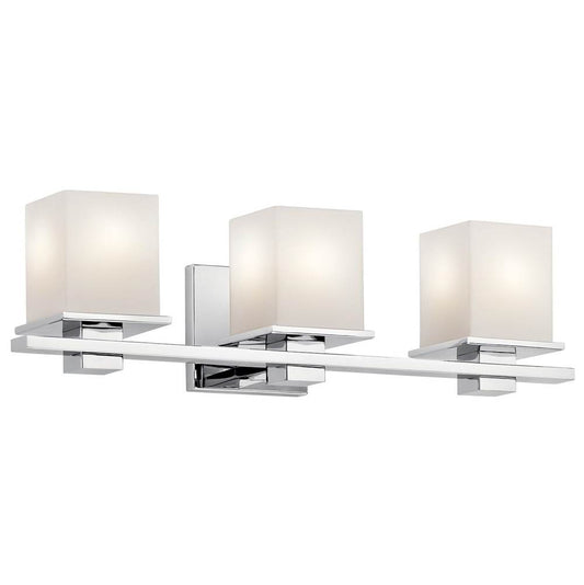 KICHLER 45151CH Tully 24" 3 Light Vanity Light with Satin Etched Cased Opal Glass Chrome