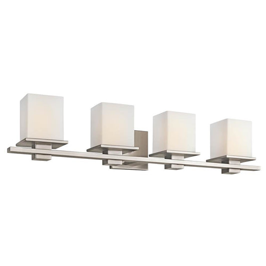 KICHLER 45152AP Tully 32" 4 Light Vanity Light with Satin Etched Cased Opal Glass Antique Pewter