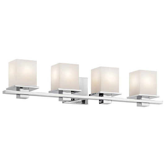 KICHLER 45152CH Tully 32" 4 Light Vanity Light with Satin Etched Cased Opal Glass Chrome