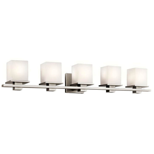 KICHLER 45193AP Tully 40.25" 5 Light Vanity Light with Satin Etched Cased Opal Glass Antique Pewter