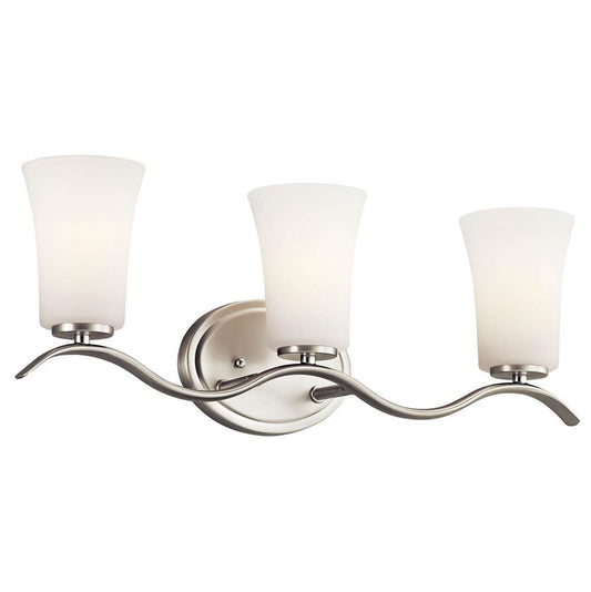 KICHLER 45376NI Armida 23" 3 Light Vanity Light with Satin Etched White Glass in Brushed Nickel