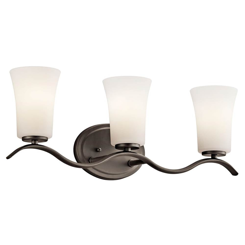 KICHLER 45376OZ Armida 23" 3 Light Vanity Light with Satin Etched White Glass in Olde Bronze