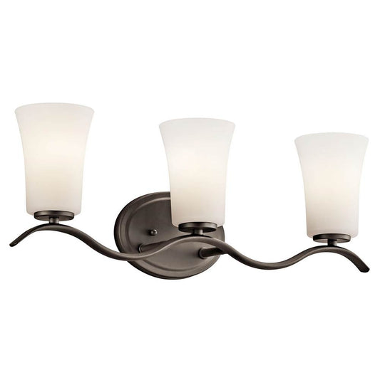 KICHLER 45376OZ Armida 23" 3 Light Vanity Light with Satin Etched White Glass in Olde Bronze