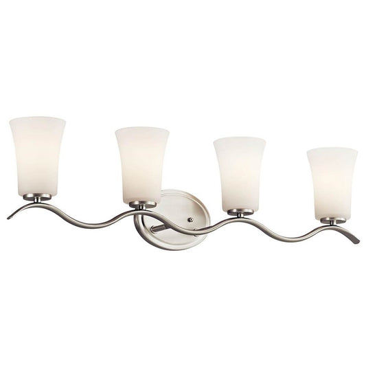 KICHLER 45377NI Armida 32.25" 4 Light Vanity Light with Satin Etched White Glass in Brushed Nickel