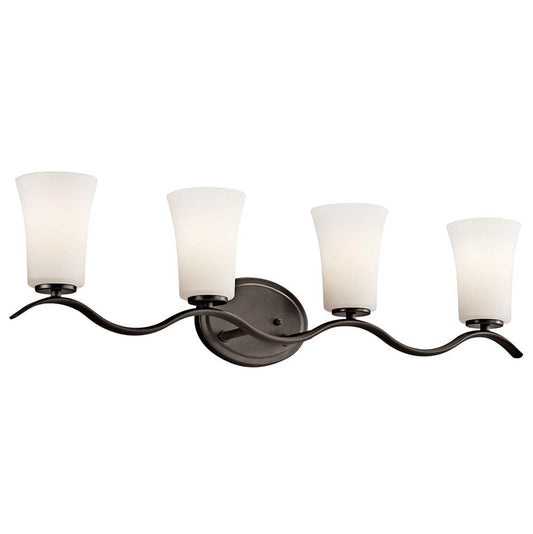 KICHLER 45377OZ Armida 32.25" 4 Light Vanity Light with Satin Etched White Glass in Olde Bronze