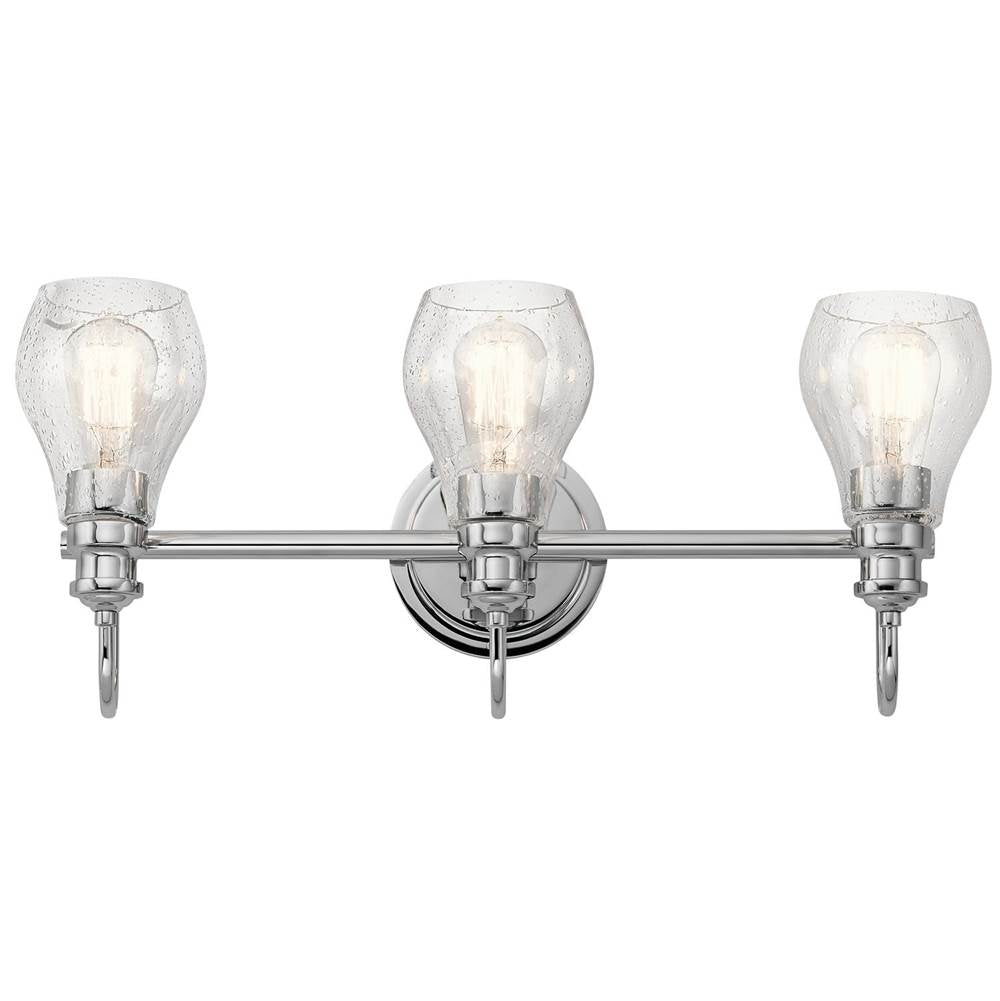 KICHLER 45392CH Greenbrier 23.75" 3 Light Vanity Light with Clear Seeded Glass in Chrome