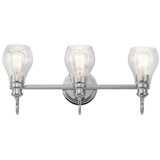 KICHLER 45392CH Greenbrier 23.75" 3 Light Vanity Light with Clear Seeded Glass in Chrome