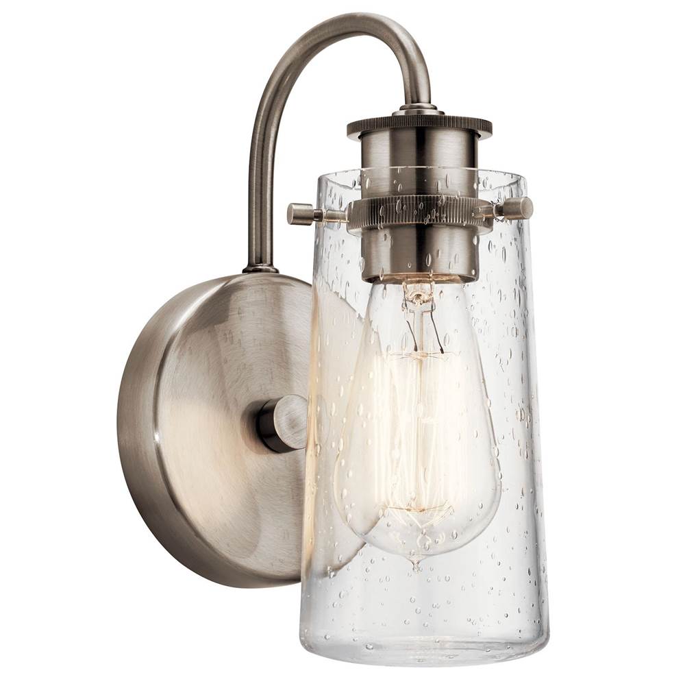 KICHLER 45457CLP Braelyn 9.5" 1 Light Wall Sconce with Clear Seeded Glass Classic Pewter
