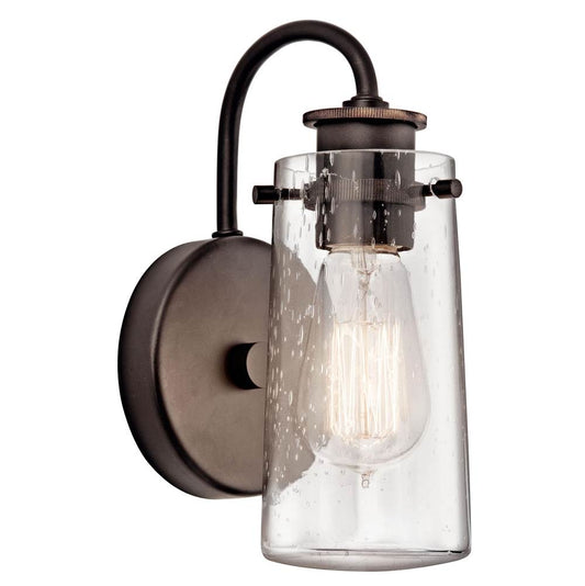 KICHLER 45457OZ Braelyn 9.5" 1 Light Wall Sconce with Clear Seeded Glass Olde Bronze