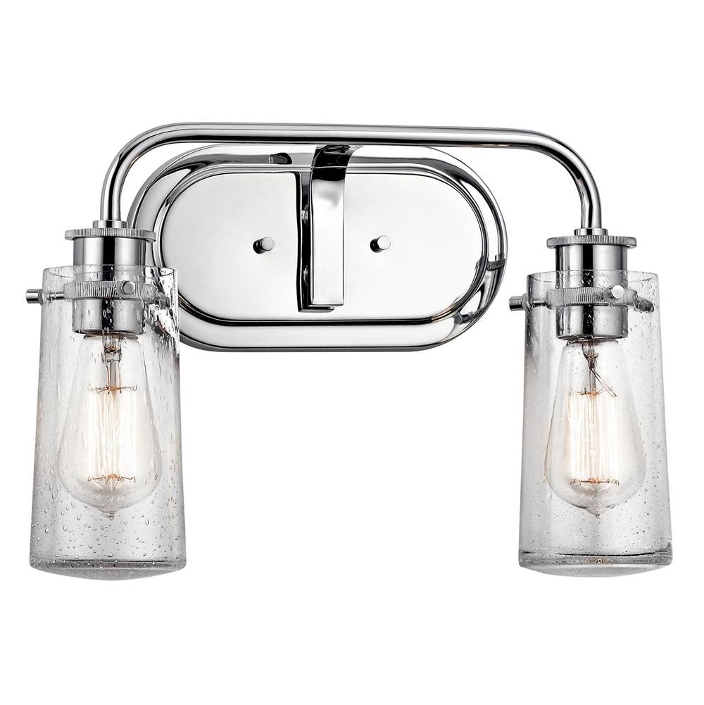 KICHLER 45458CH Braelyn 14.75" 2 Light Vanity Light with Clear Seeded Glass Chrome