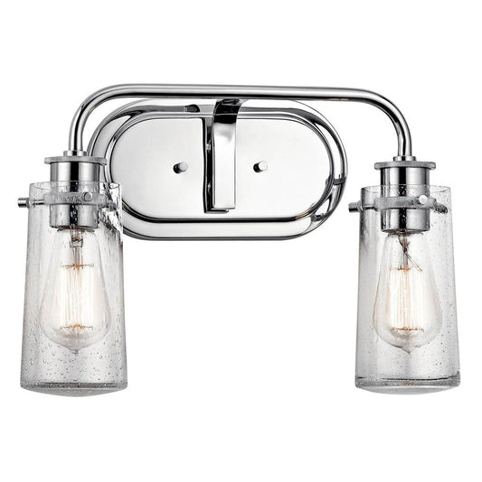 KICHLER 45458CH Braelyn 14.75" 2 Light Vanity Light with Clear Seeded Glass Chrome