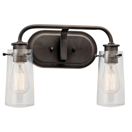 KICHLER 45458OZ Braelyn 14.75" 2 Light Vanity Light with Clear Seeded Glass Olde Bronze