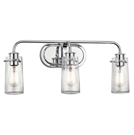 KICHLER 45459CH Braelyn 24" 3 Light Vanity Light with Clear Seeded Glass Chrome