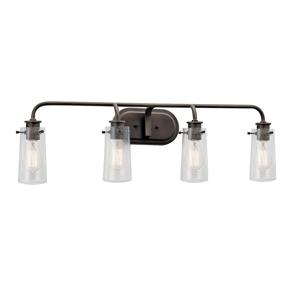 KICHLER 45460OZ Braelyn 44" 4 Light Vanity Light with Clear Seeded Glass Olde Bronze