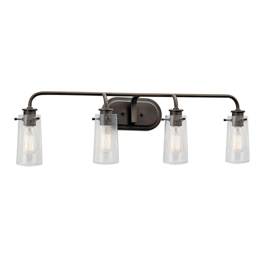 KICHLER 45460OZ Braelyn 44" 4 Light Vanity Light with Clear Seeded Glass Olde Bronze