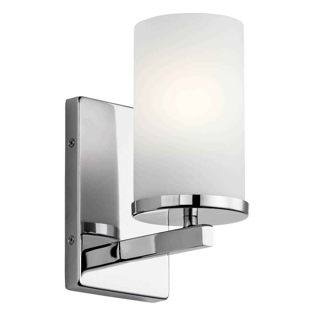 KICHLER 45495CH Crosby 9.25" 1 Light Wall Sconce with Satin Etched Cased Opal Chrome